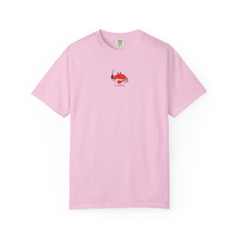Shirt grappig, slechtgehumeurd, boos krab – uniek T-shirt met zeevruchten woordspeling voor krabliefhebbers, gemene schaaldieren met mes, cadeau Ocean Life Blossom