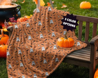 Soft Halloween Ghost Cat Blanket, Ghost Dog, Velveteen Microfiber Plush Halloween Blanket, Super Soft Spooky Season Throw, Pumpkin Throw
