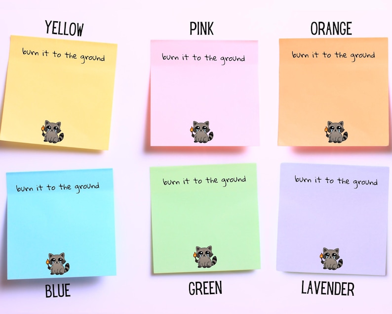 Burn It To The Ground Sticky Notes, Funny Post-it Note Pads, Funny Coworker Gift image 2