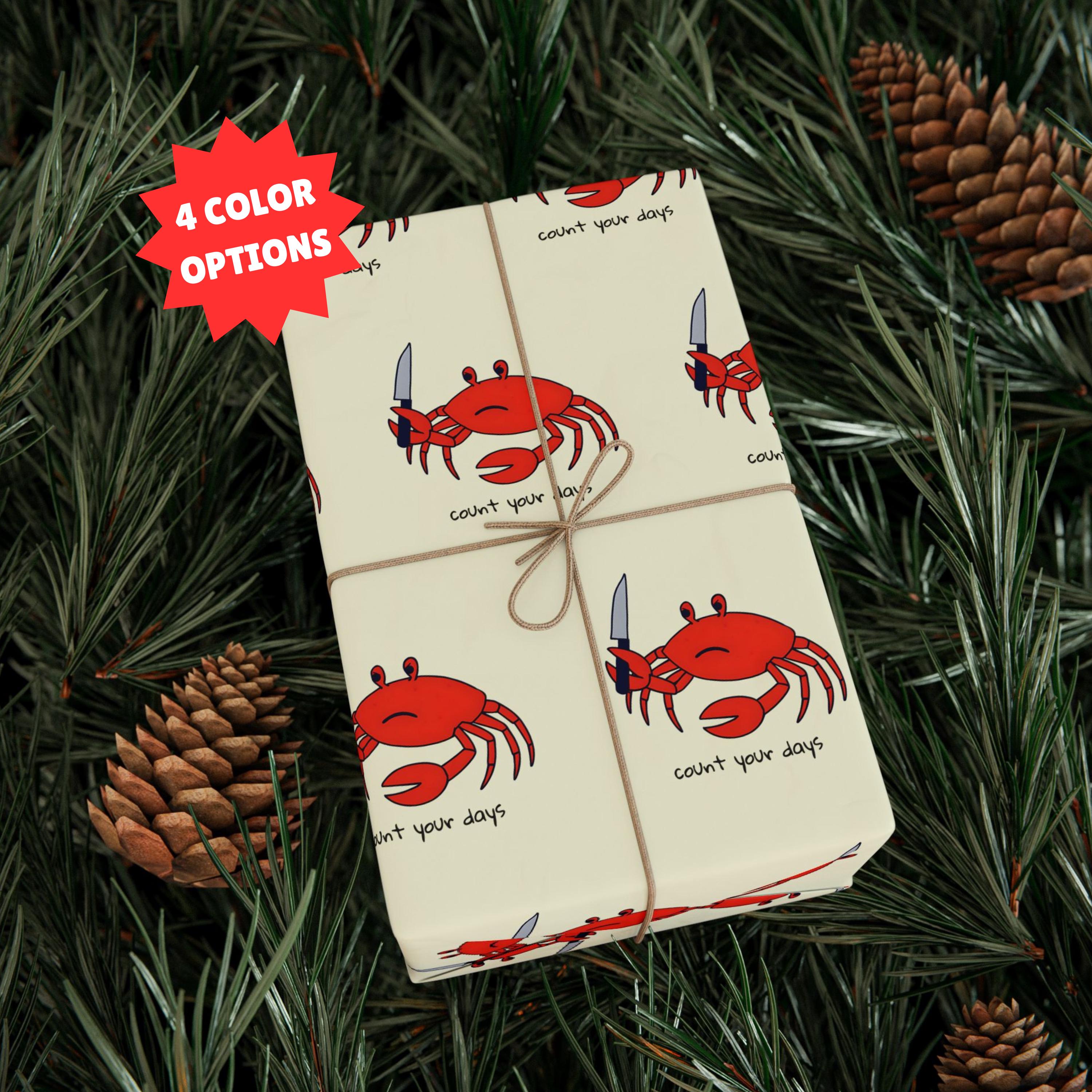 Angry Crab Wrapping Paper, Funny Gift Wrap, White Elephant Gift Bag, Count Your Days product image