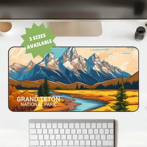 Grand Teton Park Schreibtischunterlage, US Nationalpark Dekor, Malerische Schreibtischunterlage, Wandern Dekor, Natur Liebhaber Geschenk, Landschaft Mousepad