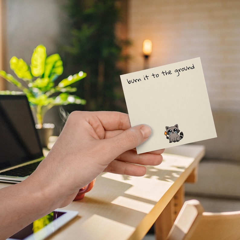 Burn It To The Ground Sticky Notes, Funny Post-it Note Pads, Funny Coworker Gift image 5