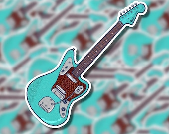 Hand-Drawn Fender Jaguar Guitar Sticker – Gloss Finish