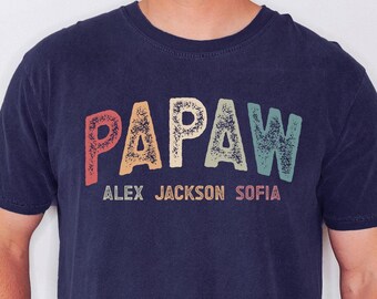 Personalized Papaw T-Shirt with Kids Names - Comfort Colors®,