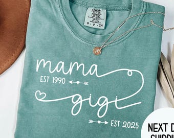 Comfort Colors® Personalized Gigi Shirt, Grandma Mama Shirt, Custom Names Nana Gigi, Mimi Tshirt,Mother's Day Gift
