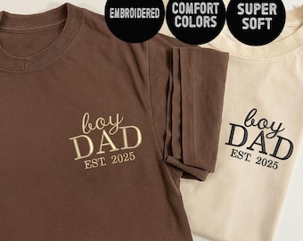 Custom Embroidered Boy Dad Comfort Colors T-Shirt, Father's Day Gift