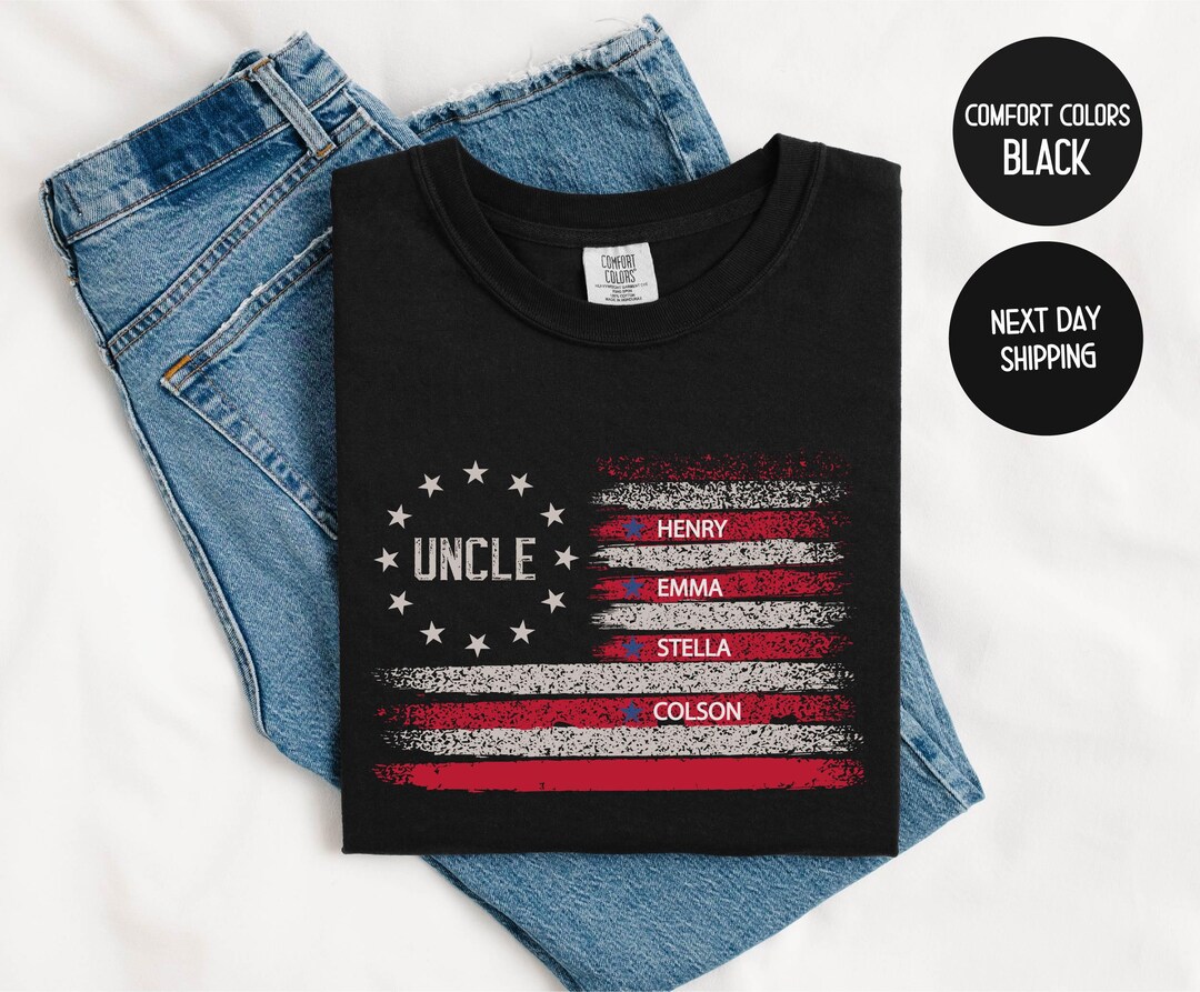 Personalized USA Flag Uncle Tee,custom Uncle Shirt,father's Day Tshirt ...