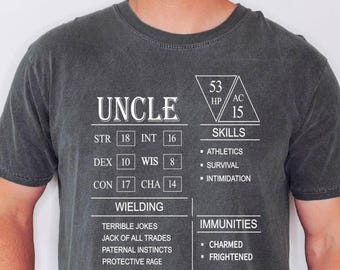 Funny DnD Uncle T-Shirt: RPG Gamer Gift