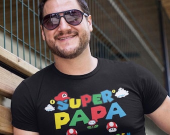 Personalisiertes Papa Shirt personalisiert mit Kindernamen – Lustiges Retro Gamer Shirt – Vatertagsgeschenk für Papa – Geschenk von Kindern