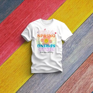 Kids T-Shirt, hello spring design, Children's Clothing, Youth Tee, Fun Spring Apparel, Kid's Graphic Shirt