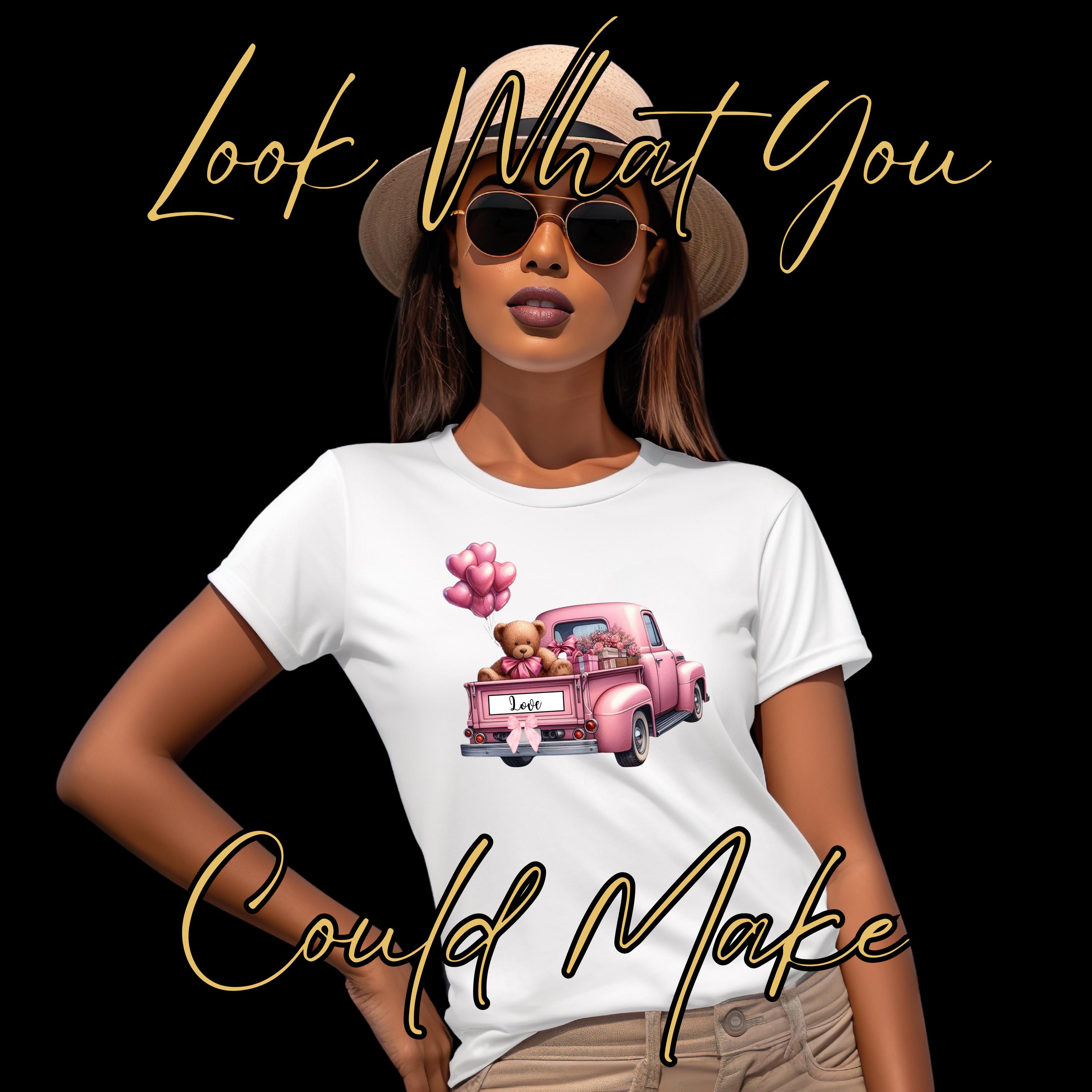 Pink Truck Valentine Digital Download Teddy Bear Balloons Flowers Clipart  JPG and PNG  Sublimation Art for DIY Projects