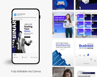 Modern Corporate Business Social Media Post + Story Templates for Instagram & LinkedIn | Canva Editable