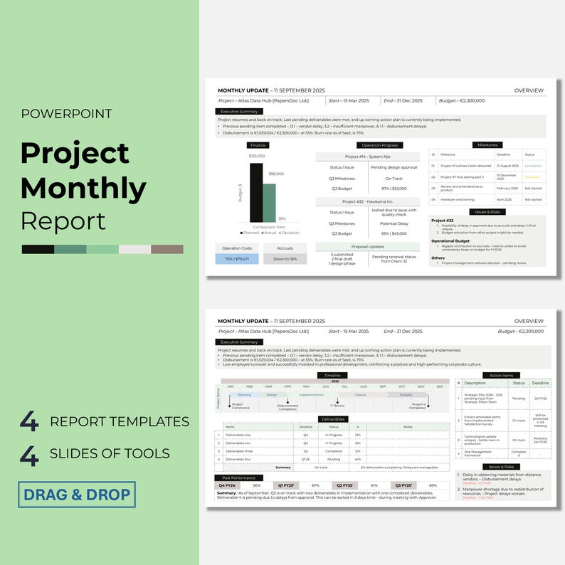 Executive Project Status Report Template - Powerpoint : Executive ...