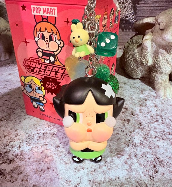 キーホルダー・キーリング CRYBABY X POWERPUFF GIRLS SERIES KEYRING BUTTERCUP Crybaby Powerpuff Girls vinyl face pendant keychain Series