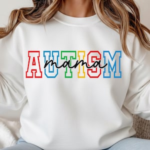 Mamá con autismo PNG SVG Eps DXF / Diseño de concienciación para mamás con autismo