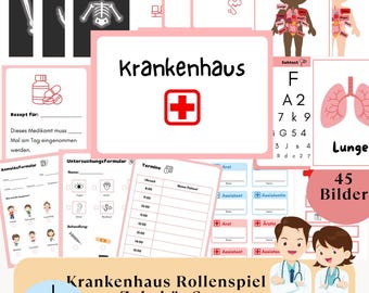 Hospital Doctor Accessory Set, Role Play, Gift Children, Preschool, Elementary School, Kindergarten, Homeschooling, DIY toy, DIY gift