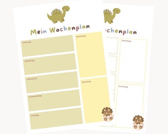 Children's weekly planner Dino, children's weekly planner, children's weekly plans, weekly plans for children, Boho weekly planner, printable, Montessori, A4 weekly planner