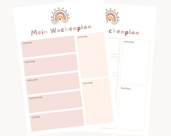 Children's weekly plan, weekly planner for children, children's weekly plans, weekly plans for children, weekly plan for children Boho, print, montessori, weekly plan a4