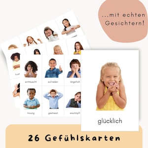 26 emotiekaarten voor kinderen – emotiekaarten voor kinderen, emoties voor kinderen, Montessori-leerkaarten, emoties begrijpen en ontwikkelen, flashcards