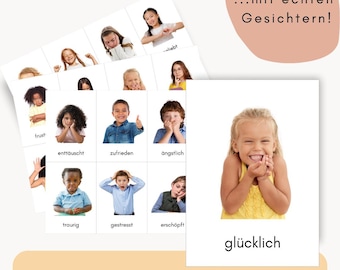 26 Emotion Cards for Children – Emotion Cards for Children, Children's Emotions, Montessori Learning Cards, Understanding and Developing Emotions, Flashcards