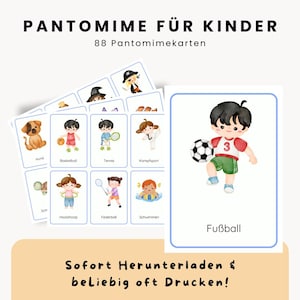 Pantomime Spiel für Kinder ab 4 Jahren, Lernspiel, Partyspiel,Kinderspiel, Scharade für Kindergeburtstag, Kita, Vorschule, Kindergeburtstag