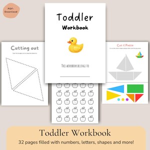 Toddler Workbook Age 3+, Preschool Learning Activities PDF, Montessori Inspired Busy Book, ABC Numbers Shapes Tracing, Kindergarten