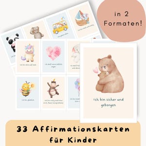 Bunte Affirmationskarten Kinder zum Ausdrucken, Affirmationen Kinder, 33 Positive Karten Aquarell, Selbstbewusstsein stärken, Kita, Schule