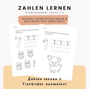 Apprendre les nombres École maternelle École primaire Animaux Apprendre avec les animaux Montessori Nombres Matériel d'apprentissage pour enfants Souvenirs pour enfants Écriture des nombres