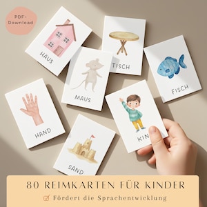 Carte con rime per bambini – 80 carte (40 coppie) disponibili per il download | apprendimento ludico, sviluppo del linguaggio, materiale per la scuola dell'infanzia e la scuola primaria, PDF stampabile