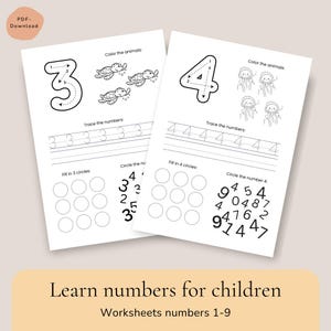 Numbers 1–9 Tracing Worksheets for Preschool, Coloring & Counting Activity Pages, Printable Underwater Animals Number Practice, Homeschool