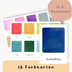 15 Farbkarten für Kinder – farben lernen, lernmaterial, farben kinder, montessori lernen, flashcards, vorschul material, kindergarten, kita