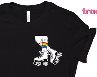 LGBT Roller Skate Socks Shirt, Gay Roller Derby T-Shirt, Rainbow Roller Skate Shirt, Subtle LGBT Pride Flag Skater Gift, LGBTQIA+