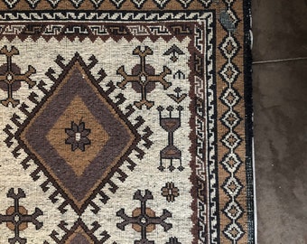 Vintage wool Turkish rug 64” x 36”