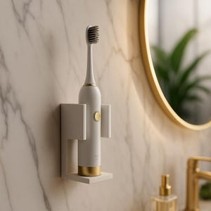 Wall-mounted holder for an electric or sonic toothbrush – minimalist adhesive holder, bathroom organizer