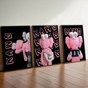 Set of 3 Black and Pink Hypebeast Room Decor, Street Art Poster, Graffiti Wall Decor, DIGITAL DOWNLOAD, Cool Wall Art, Hypebeast Wall Art