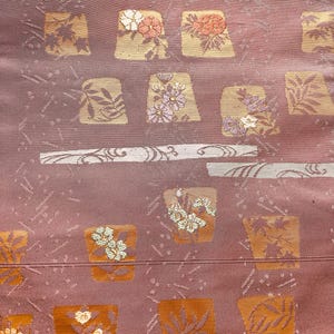 Graceful Vintage Nagoya Obi｜Blush Purple Beauty with Regal Gold Design – Japanese Heian Elegance