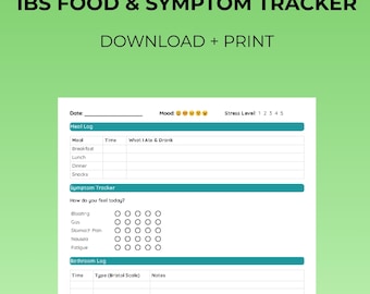 IBS Food & Symptom Tracker PDF | Gut Health Journal | Low FODMAP Meal Log | Printable Digestive Tracker | Chronic Illness Planner