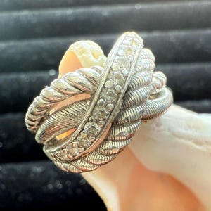 Judith Ripka Eternity Ring: Sterling Silver CZ Crossover Band