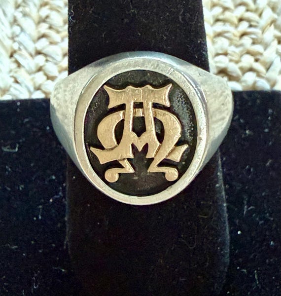 James Avery Alpha Omega Signet Ring Sterling Silver 14K Gold