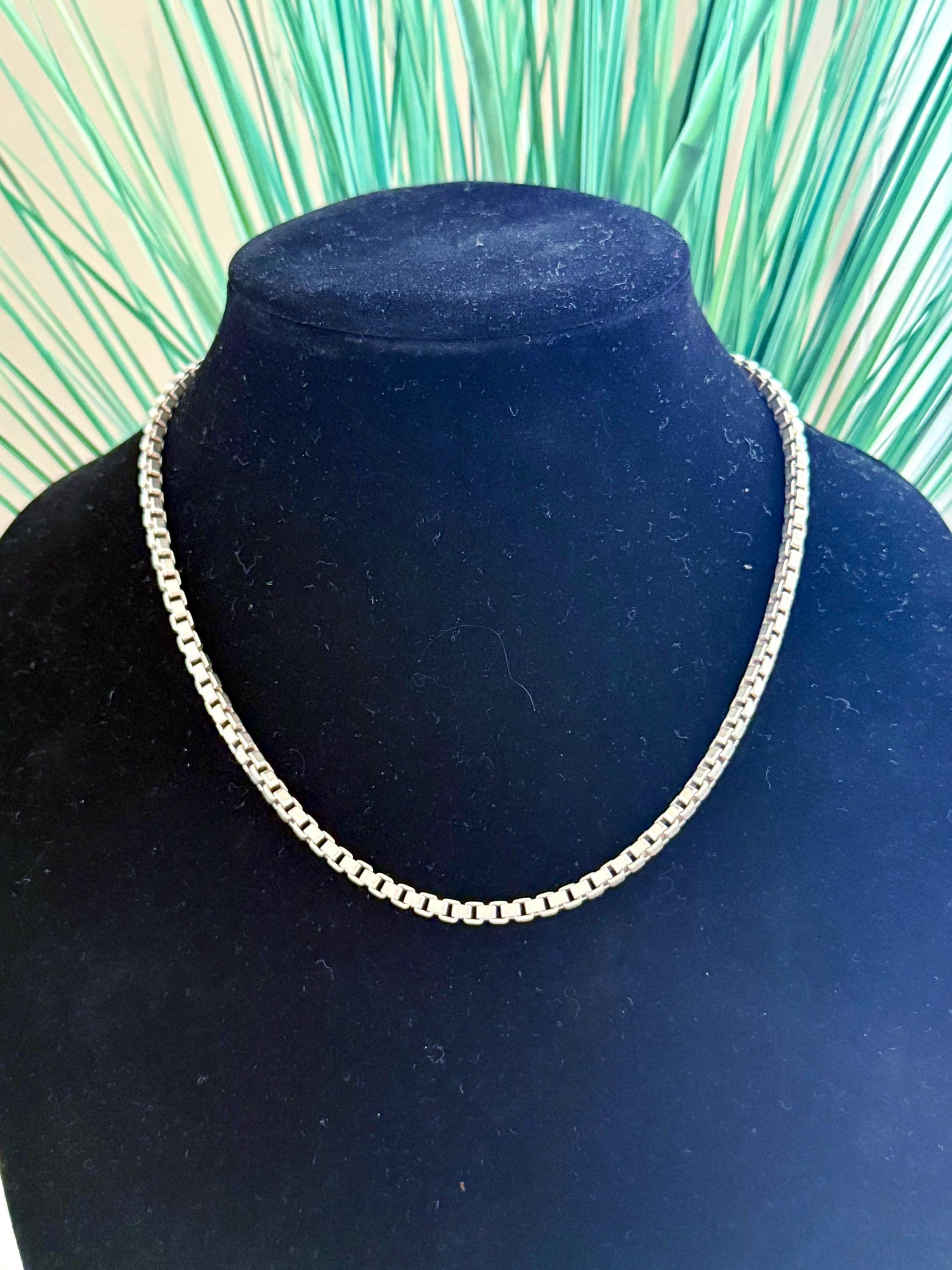 Tiffany & Co. Venetian Box Sterling Silver Chain Necklace - Etsy