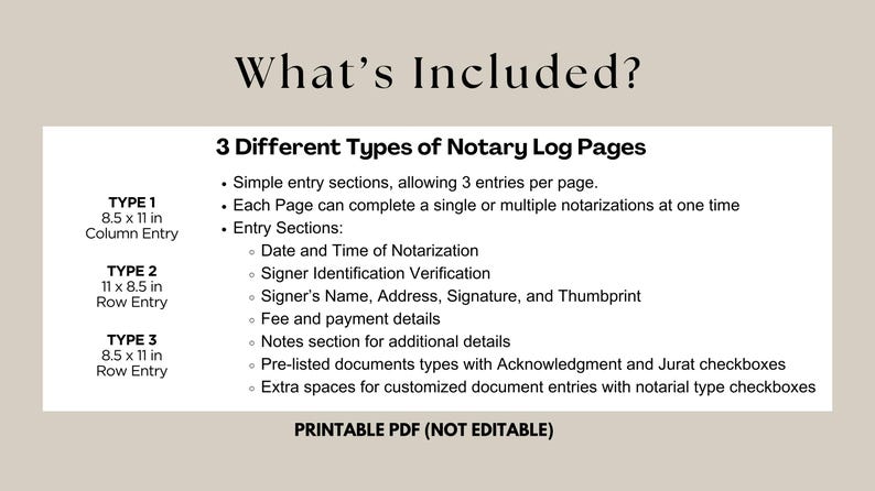 Printable Notary Log Book: Notary Public Record (PDF) - Etsy