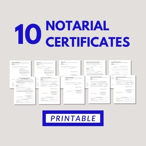 10 Certificados Notariales para Notarios y Agentes de Firma de Préstamos / Imprimibles / Descarga Digital / PDF / Reconocimiento / Juramentación / Certificación de Copia