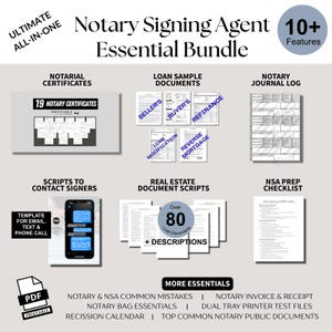 Loan Signing Agent Bundle: Notary Forms, Certificates, Scripts (Digital Download)