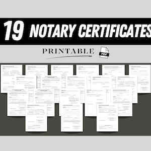 Notarial Certificate |Printable Notary Form |Digital Notary Templates Loan |Notary Jurat Acknowledgment Affidavit Form |Instant Download PDF