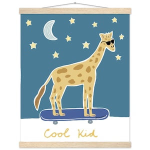 Cool Kid - Poster in carta opaca di alta qualità con gancio in legno
