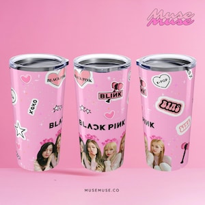 Black pink Tumbler, K-pop Fan Drinkware, Blinks Gift, 20oz Hot Cold Beverage Container, Insulated Cup, Stainless Steel, Cute Music Fandom
