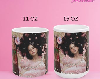 Jisoo Floral Portrait Ceramic Mug, K-Pop Fan Gift (11oz or 15oz)