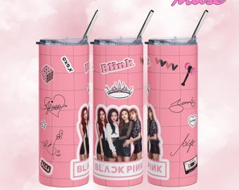 Black Pink Collage K-Pop 20oz Tumbler | Stainless Steel Pink Fan Design