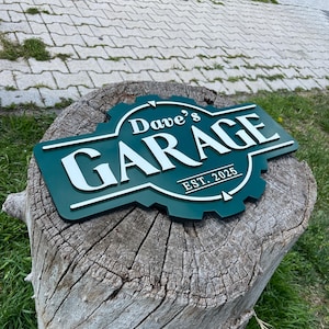Custom Wooden Garage Sign, Rustic Mancave Décor, Personalized Workshop Plaque, Handcrafted Garage Sign, Personalized Wooden Mancave Décor