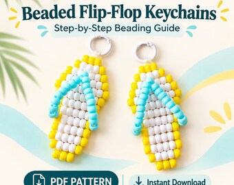 3D Beaded Flip-Flop Keychain PDF Pattern, DIY Summer Sandal Charm Tutorial